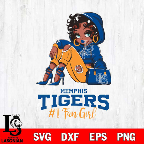 Memphis Tigers #1 beauty Black Fan Girl, Svg Eps Dxf Png File, Digital Download