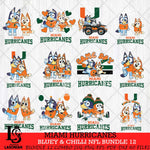 Miami Hurricanes Bluey & Bingo Bundle 12 SVG Svg Eps Dxf Png File, Bundle NCAA svg, Digital Download, Instant Download