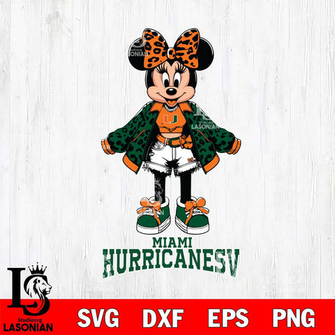 Miami Hurricanes Style Minnie Disney Svg Eps Dxf Png File, Digital Download, Instant Download