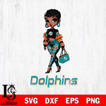 Miami Dolphins Beautiful Black Fan Girl Svg Eps Dxf Png File, Digital Download, Instant Download