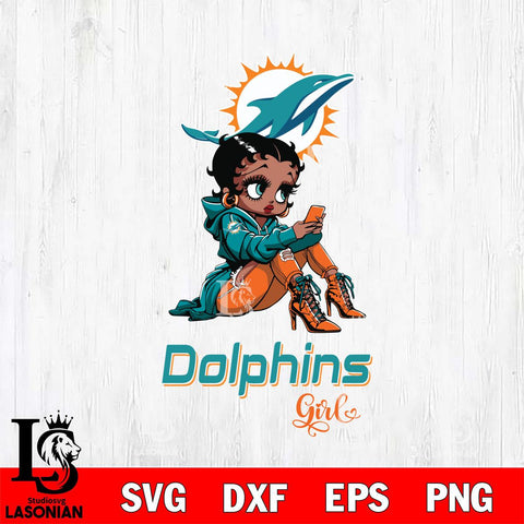 Miami Dolphins Beauty Black Fan Girl Football Svg Eps Dxf Png File, Digital Download, Instant Download