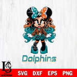 Miami Dolphins Beauty Minnie Mouse Svg Eps Dxf Png File, Digital Download, Instant Download