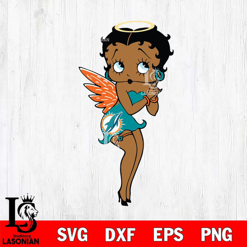 Miami Dolphins Betty Boop Angel SVG Svg Eps Dxf Png File, Digital Download, Instant Download