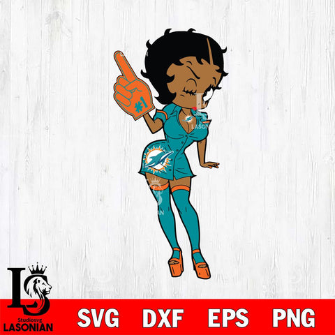 Miami Dolphins Betty Boop Cheering SVG Svg Eps Dxf Png File, Digital Download, Instant Download