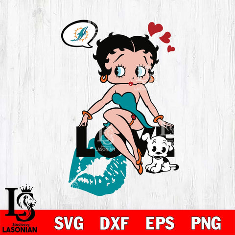 Miami Dolphins Betty Boop Love Svg Eps Dxf Png File, Digital Download, Instant Download