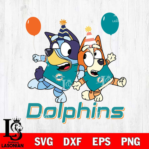 Miami Dolphins Bluey & Bingo 2 Svg Eps Dxf Png File, NFL svg, Digital Download, Instant Download