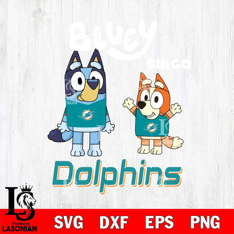 Miami Dolphins Bluey & Bingo 4 Svg Eps Dxf Png File, NFL svg, Digital Download, Instant Download