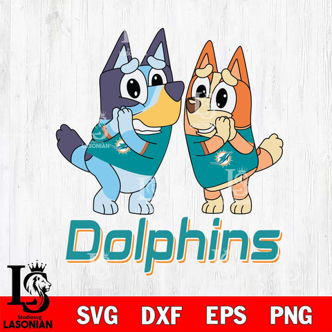 Miami Dolphins Bluey & Bingo 5 Svg Eps Dxf Png File, NFL svg, Digital Download, Instant Download