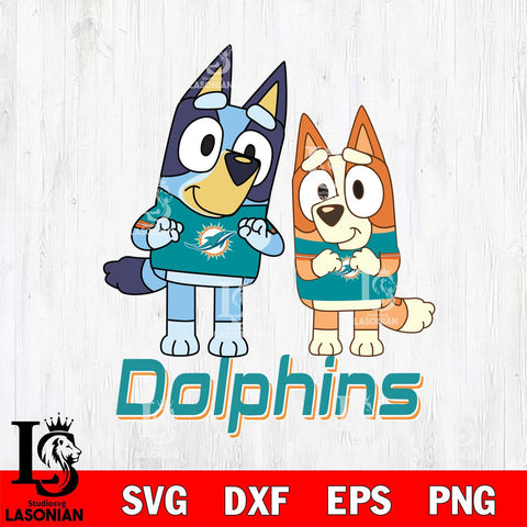 Miami Dolphins Bluey & Bingo 6 Svg Eps Dxf Png File, NFL svg, Digital Download, Instant Download