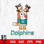 Miami Dolphins Bluey Chilli Christmas Deer Svg Eps Dxf Png File, Digital Download