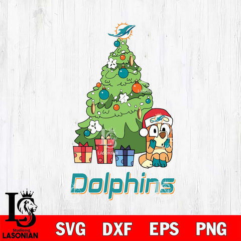 Miami Dolphins Bluey Chilli Christmas Tree Svg Eps Dxf Png File, Digital Download