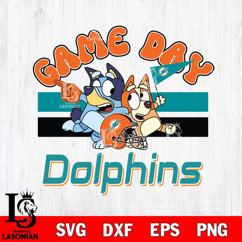 Miami Dolphins Bluey Chilli  Game day NFL Svg Eps Dxf Png File, Digital Download, Instant Download