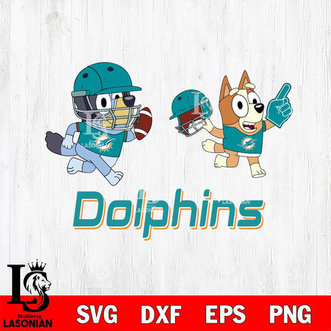 Miami Dolphins Bluey Chilli NFL 2 Svg Eps Dxf Png File, Digital Download, Instant Download