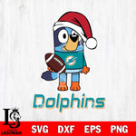 Miami Dolphins Bluey Christmas Svg Eps Dxf Png File, Digital Download