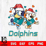 Miami Dolphins Bluey Christmas NFL Svg Eps Dxf Png File, Digital Download