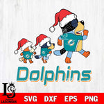 Miami Dolphins Bluey Family Christmas Svg Eps Dxf Png File, Digital Download