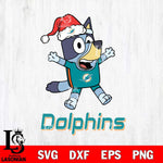 Miami Dolphins Bluey Happy Christmas Svg Eps Dxf Png File, Digital Download