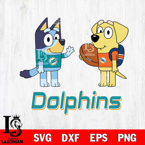 Miami Dolphins Bluey Lucky Svg Eps Dxf Png File, Digital Download, Instant Download