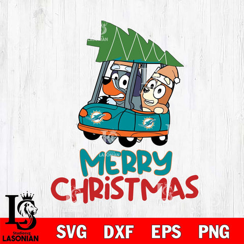 Miami Dolphins Bluey Merry Christmas Svg Eps Dxf Png File, Digital Download