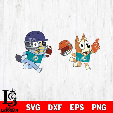 Miami Dolphins Bluey football Svg Eps Dxf Png File, Digital Download, Instant Download