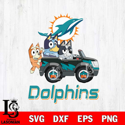 Miami Dolphins Bluey friends car Svg Eps Dxf Png File, Digital Download, Instant Download