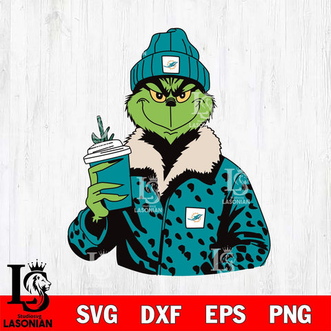 Miami Dolphins Boujee Grinch 12 Svg Eps Dxf Png File, Digital Download, Instant Download