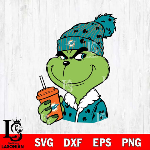 Miami Dolphins Boujee Grinch 3 Svg Eps Dxf Png File, Digital Download, Instant Download