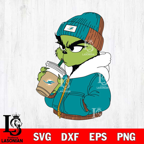 Miami Dolphins Boujee Grinch 6 Svg Eps Dxf Png File, Digital Download, Instant Download