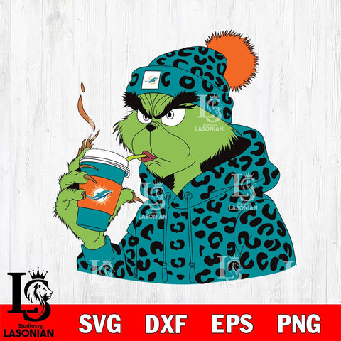 Miami Dolphins Boujee Grinch 8 Svg Eps Dxf Png File, Digital Download, Instant Download