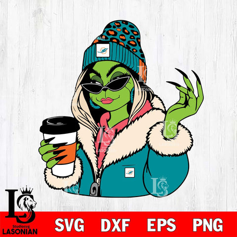 Miami Dolphins Boujee Grinch 9 Svg Eps Dxf Png File, Digital Download, Instant Download