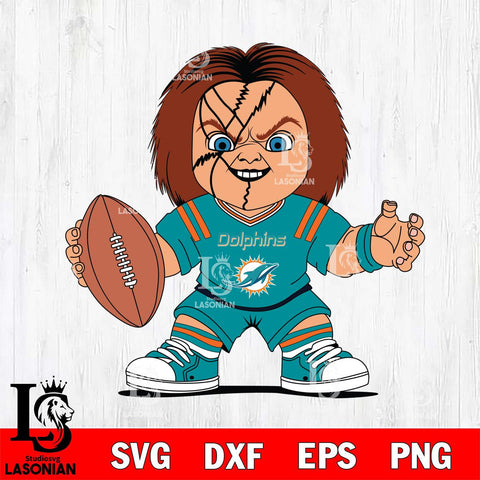 Miami Dolphins Chucky Horror 2 Svg Eps Dxf Png File, NFL svg, Digital Download, Instant Download