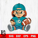 Miami Dolphins Chucky Horror 3 Svg Eps Dxf Png File, NFL svg, Digital Download, Instant Download