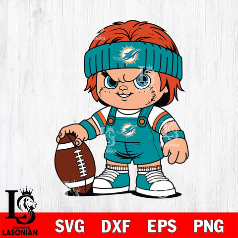 Miami Dolphins Chucky Horror 5 Svg Eps Dxf Png File, NFL svg, Digital Download, Instant Download