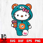 Miami Dolphins Cute Hello Kitty Svg Eps Dxf Png File, Digital Download, Instant Download