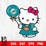 Miami Dolphins Cute Hello Kitty 2 Svg Eps Dxf Png File, Digital Download, Instant Download