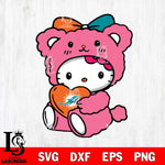 Miami Dolphins Cute Hello Kitty 3 Svg Eps Dxf Png File, Digital Download, Instant Download