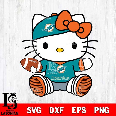 Miami Dolphins Cute Hello Kitty Football 11 Svg Eps Dxf Png File, NFL svg, Digital Download, Instant Download