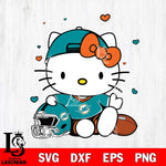 Miami Dolphins Cute Hello Kitty Football Svg Eps Dxf Png File, NFL svg, Digital Download, Instant Download