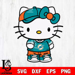 Miami Dolphins Cute Hello Kitty Football 2 Svg Eps Dxf Png File, NFL svg, Digital Download, Instant Download