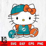 Miami Dolphins Cute Hello Kitty Football 4 Svg Eps Dxf Png File, NFL svg, Digital Download, Instant Download