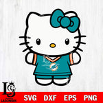 Miami Dolphins Cute Hello Kitty Football 6 Svg Eps Dxf Png File, NFL svg, Digital Download, Instant Download