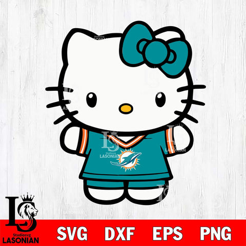 Miami Dolphins Cute Hello Kitty Football 6 Svg Eps Dxf Png File, NFL svg, Digital Download, Instant Download