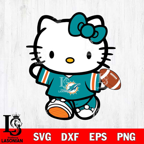 Miami Dolphins Cute Hello Kitty Football 7 Svg Eps Dxf Png File, NFL svg, Digital Download, Instant Download