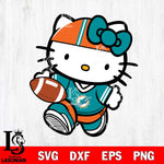 Miami Dolphins Cute Hello Kitty Football 9 Svg Eps Dxf Png File, NFL svg, Digital Download, Instant Download