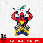 Miami Dolphins Deadpool Wolverine 2 Svg Eps Dxf Png File, Digital Download, Instant Download