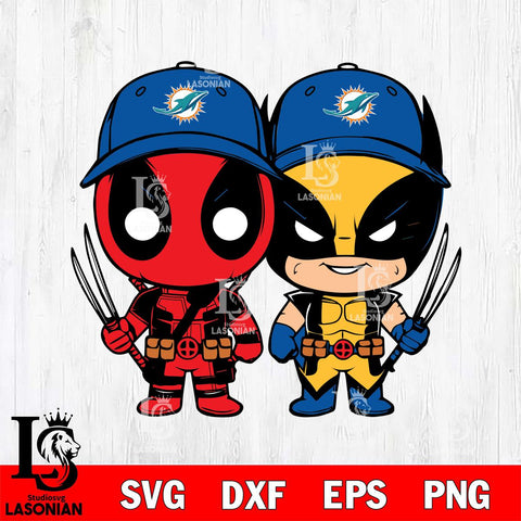 Miami Dolphins Deadpool Wolverine 3 Svg Eps Dxf Png File, Digital Download, Instant Download