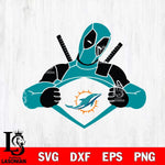 Miami Dolphins Deadpool heart sport Svg Eps Dxf Png File, Digital Download, Instant Download