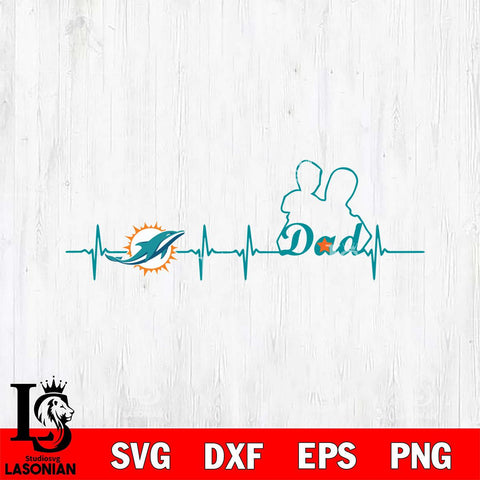 Miami Dolphins Father Heart Beat Svg Eps Dxf Png File, Digital Download, Instant Download