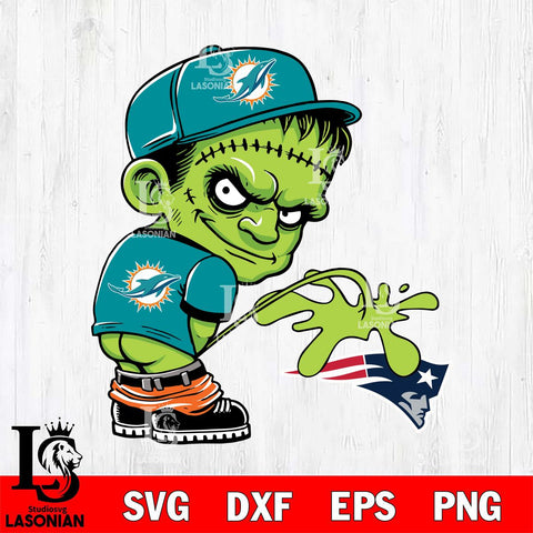 Miami Dolphins Frankenstein Piss On New England Patriots Svg Eps Dxf Png File, Digital Download, Instant Download