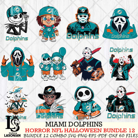 Miami Dolphins Halloween Bundle 12 SVG Svg Eps Dxf Png File, Bundle NFL svg, Digital Download, Instant Download